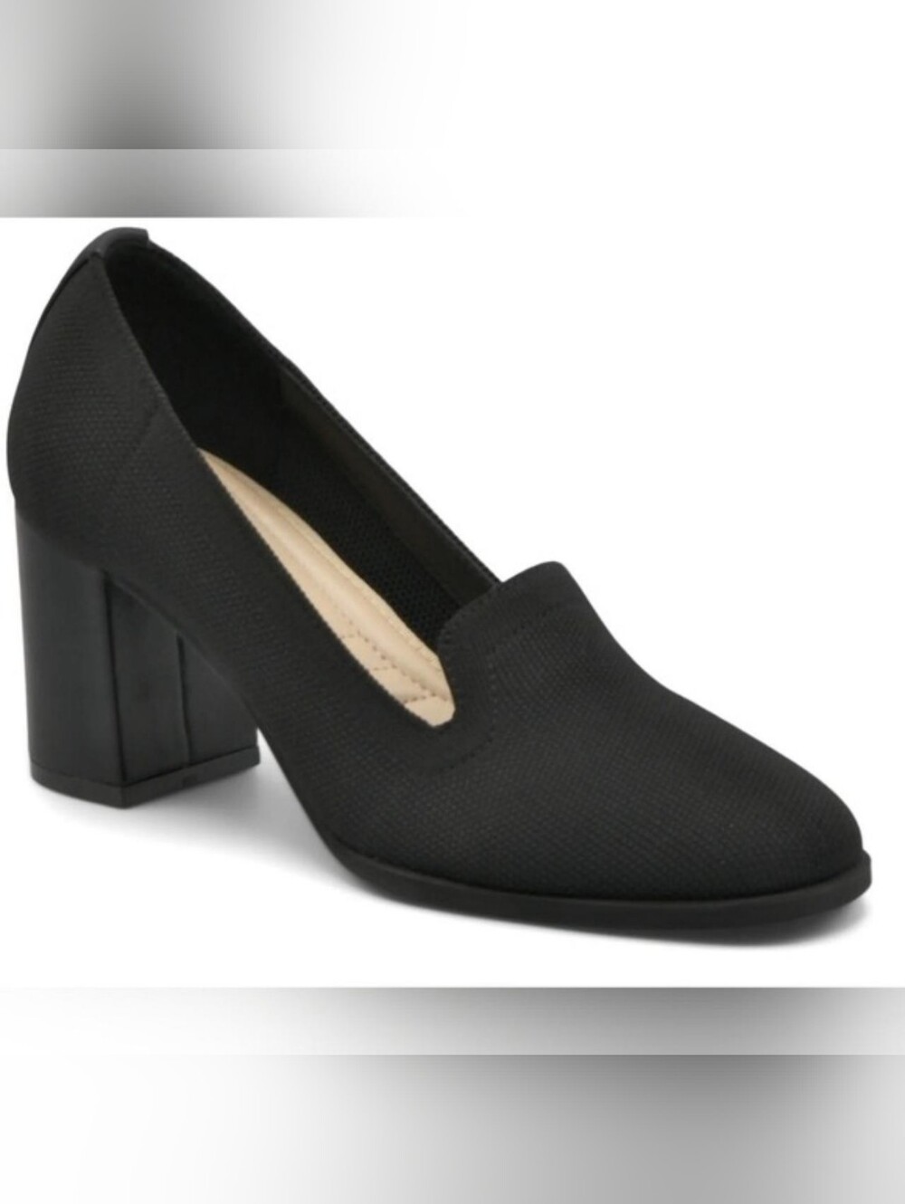 Classic Black Women's Block Heel Loafers
